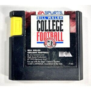 Bill Walsh College Football Sega Genesis EA Sports 1993 Cartridge Only Tested